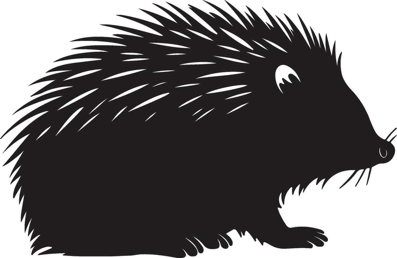 Porcupine Silhouette Illustration White Background vector
