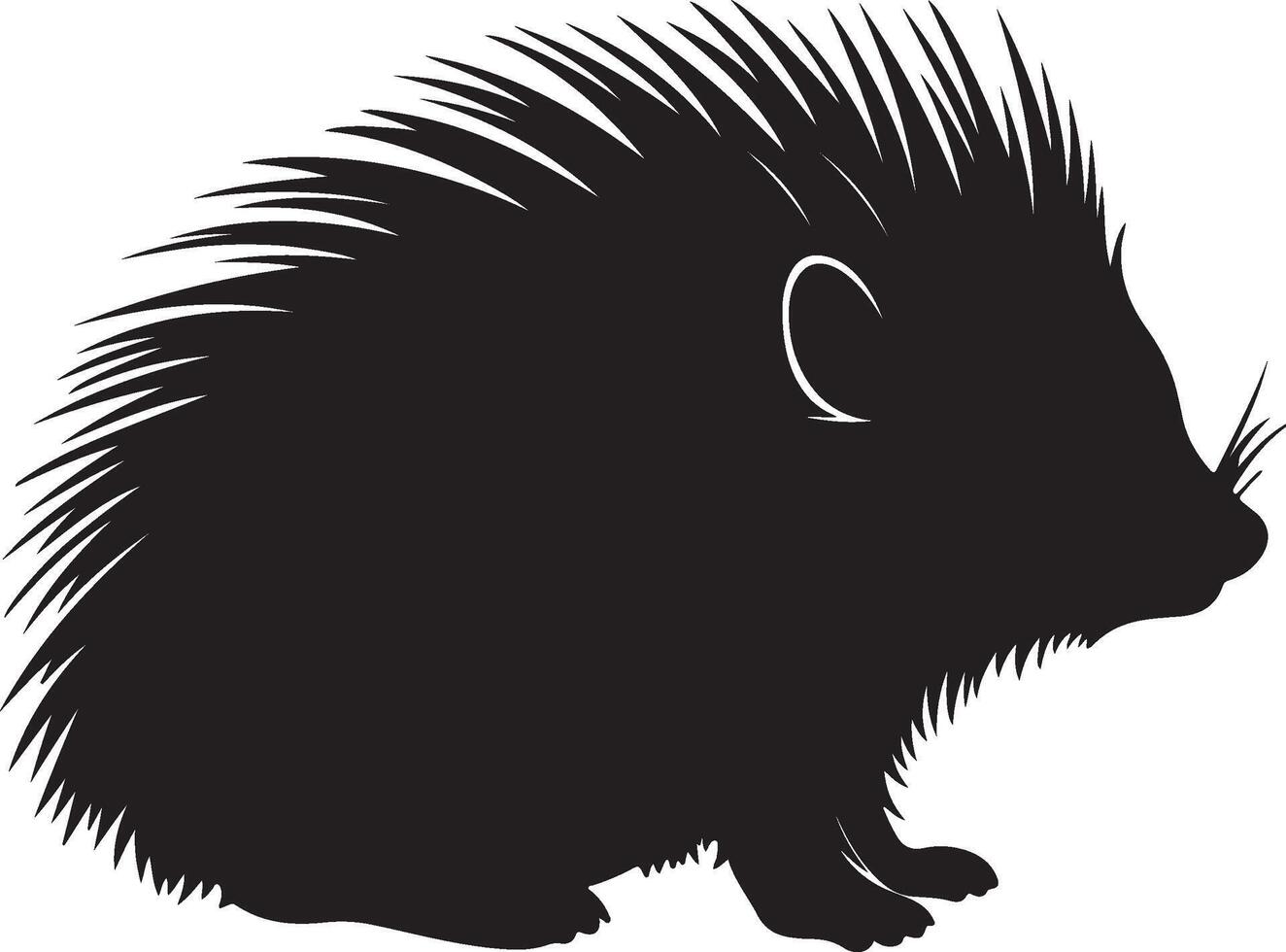Porcupine Silhouette Illustration White Background vector