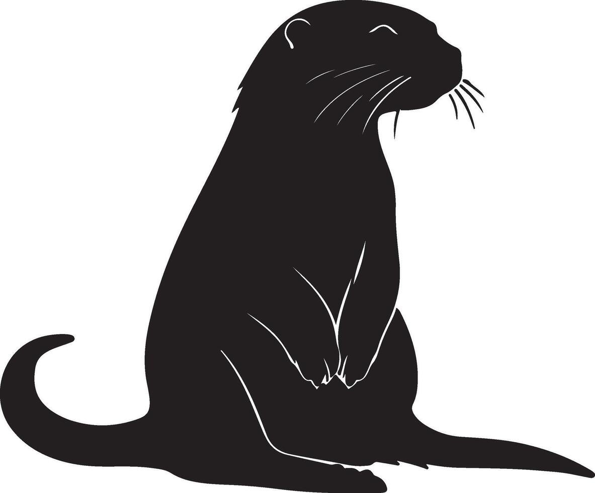 Otter Silhouette Illustration White Background vector