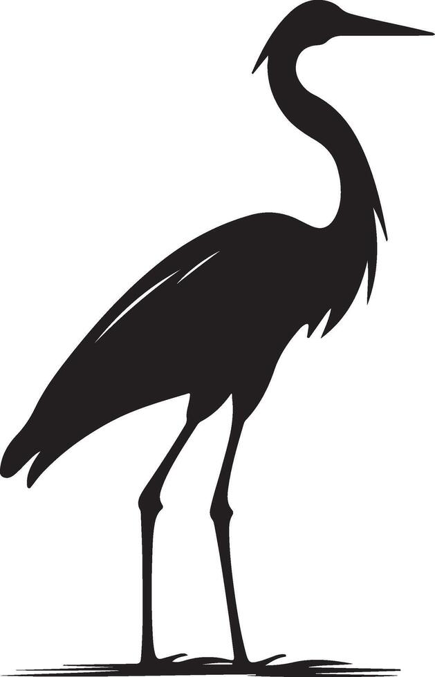 Heron Silhouette Illustration White Background vector