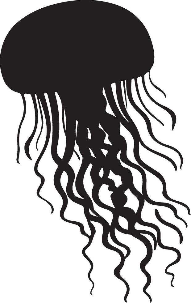 Jellyfish Silhouette Illustration White Background vector