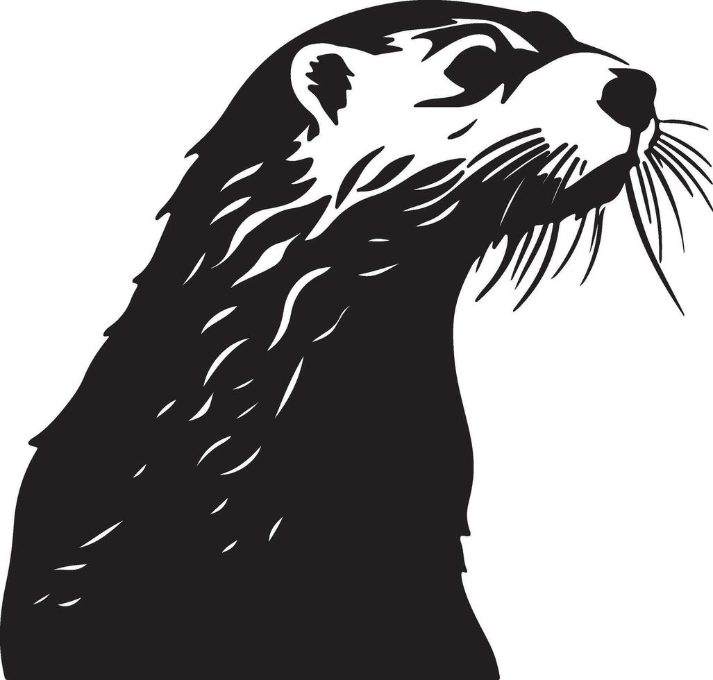 Otter Silhouette Illustration White Background vector