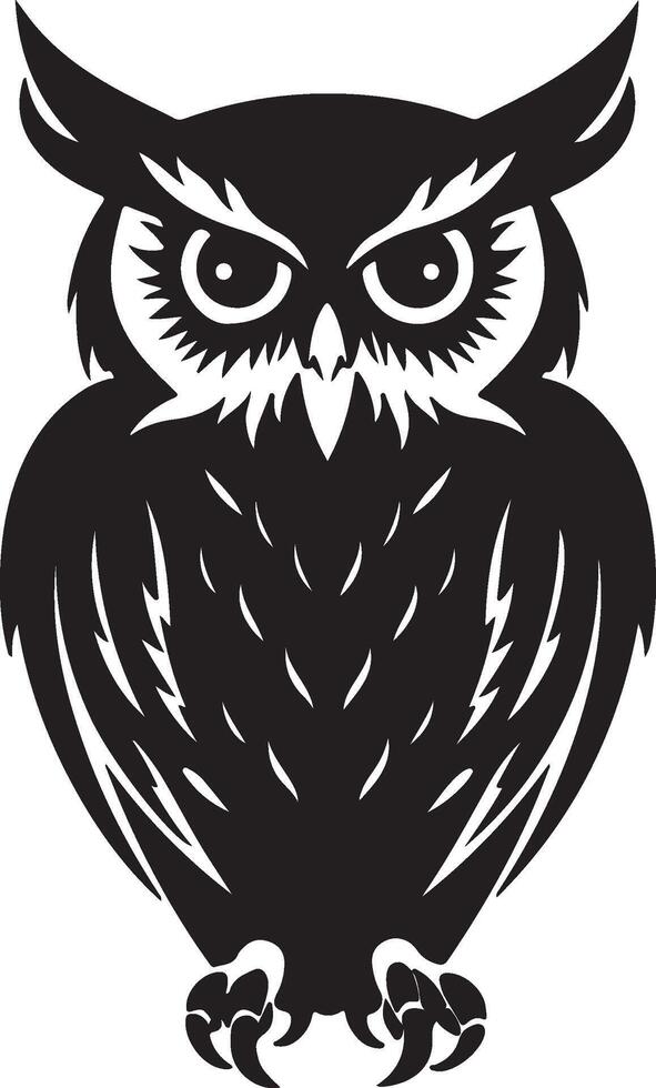 Owl Silhouette Illustration White Background vector