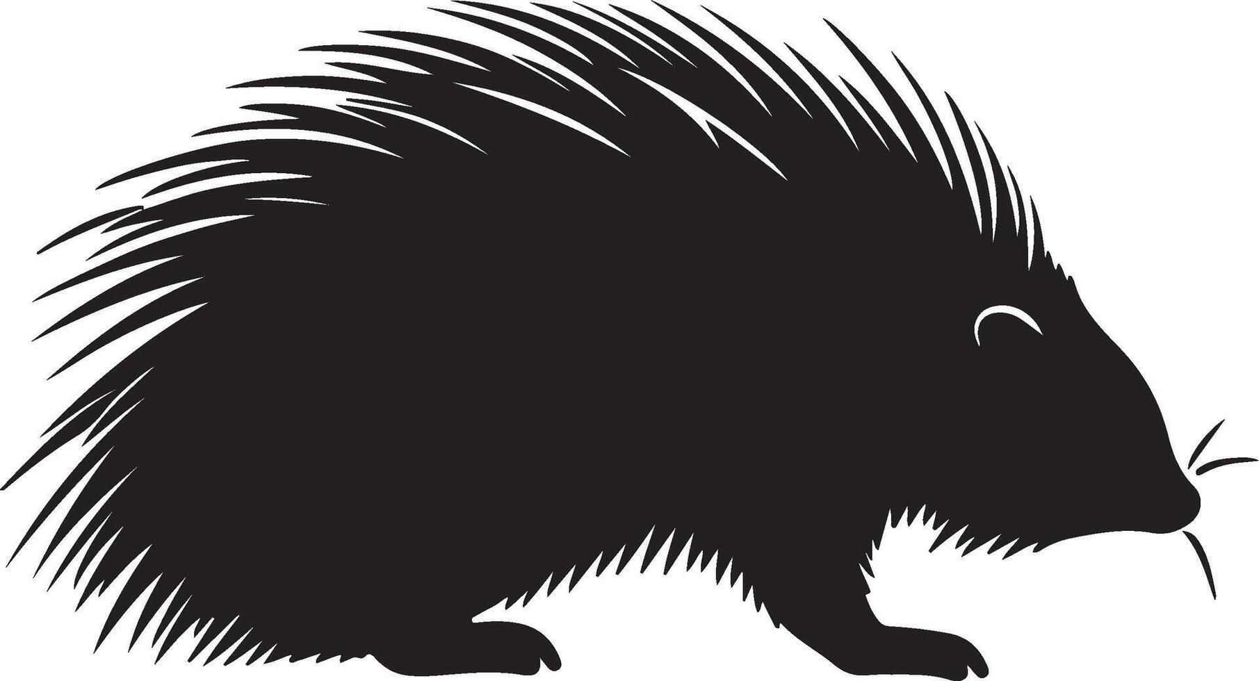 Porcupine Silhouette Illustration White Background vector