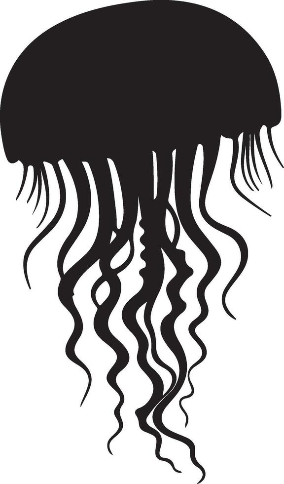 Jellyfish Silhouette Illustration White Background vector