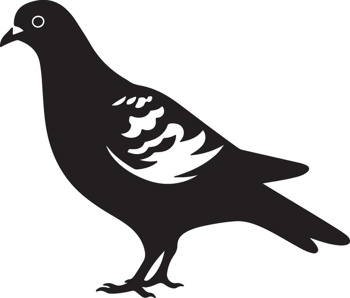 Pigeon Silhouette Illustration White Background vector