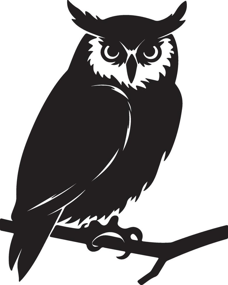 Owl Silhouette Illustration White Background vector