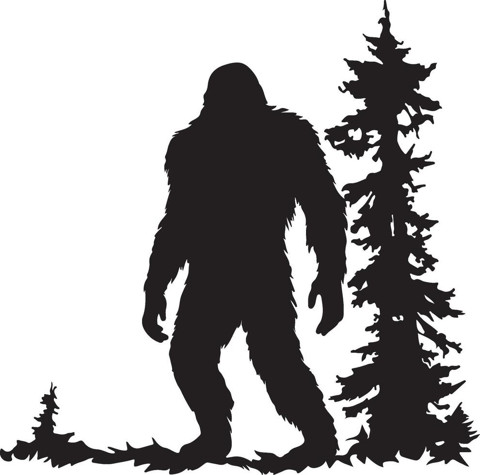Bigfoot Silhouette Illustration White Background vector