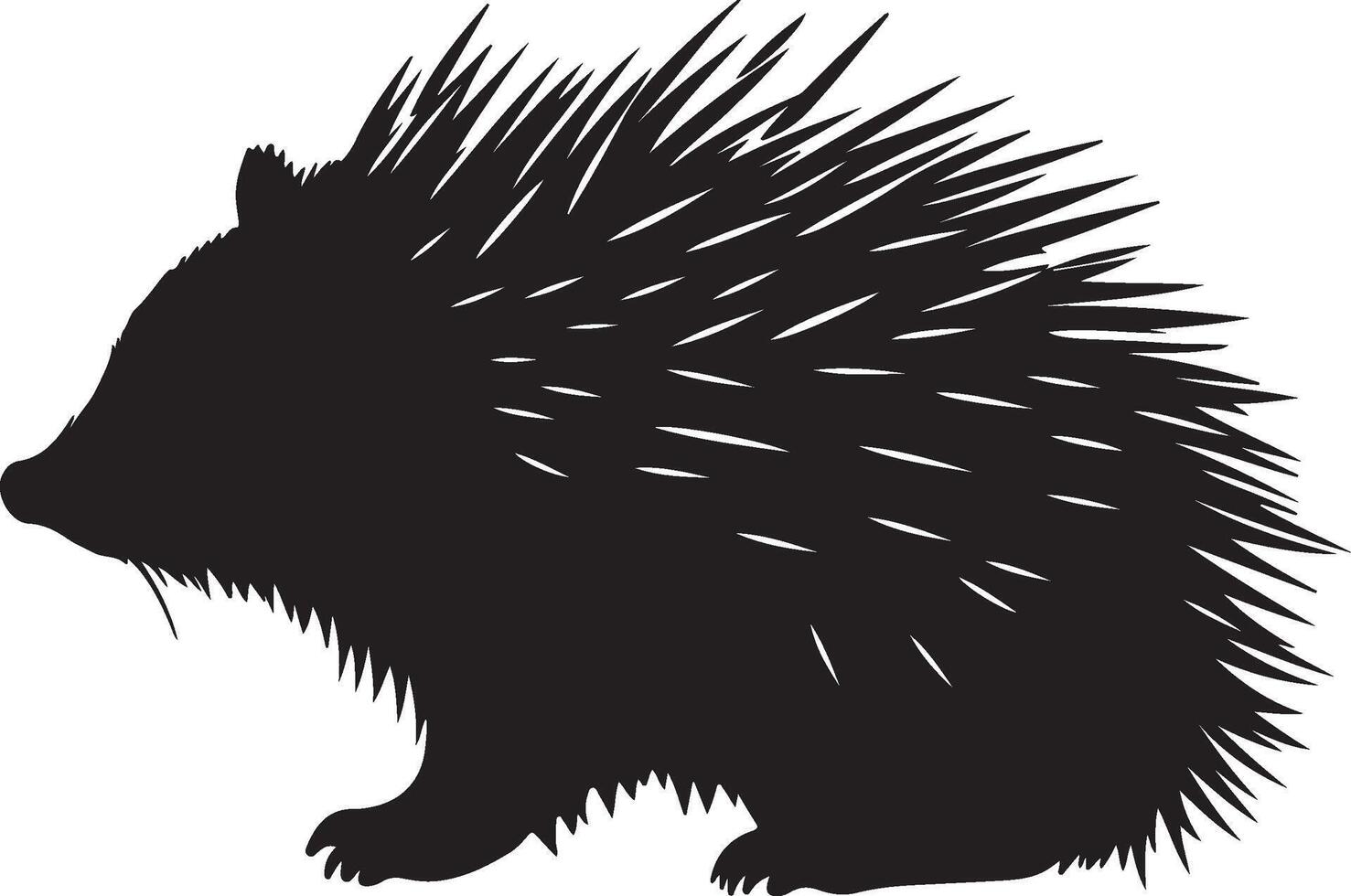 Porcupine Silhouette Illustration White Background vector