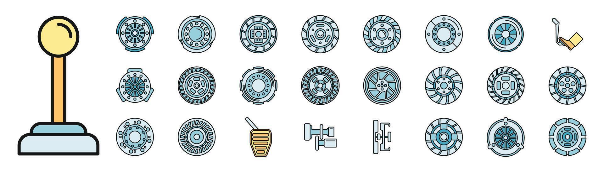 Clutch icons set color line vector