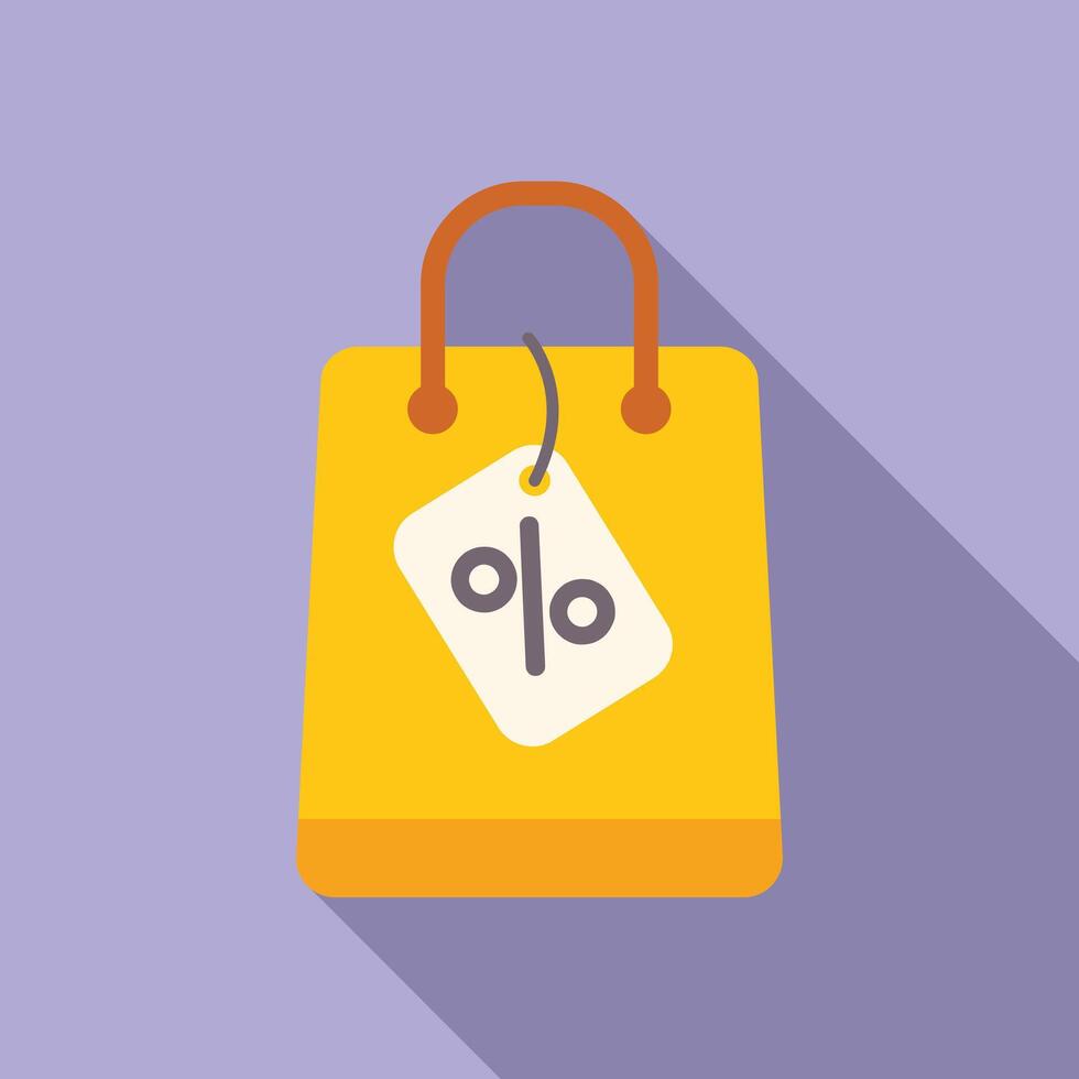 Discount shopping bag icon flat . Online discount vector