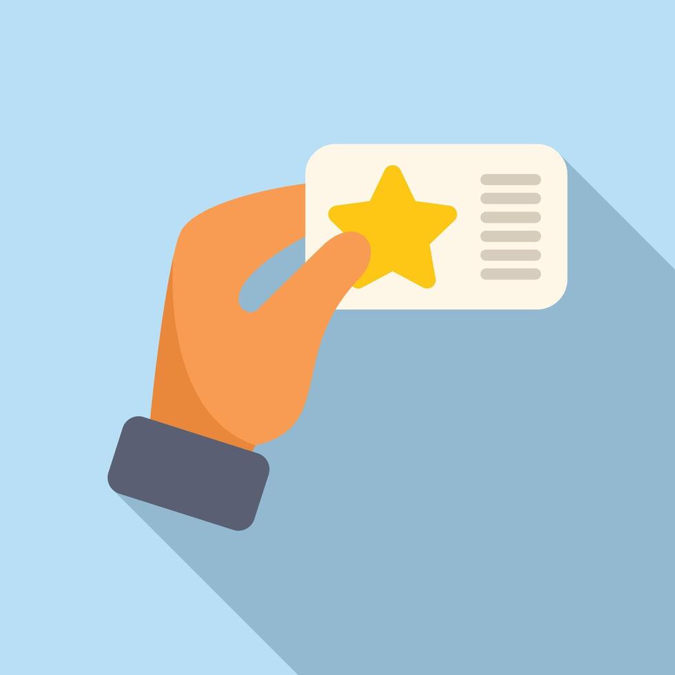Card loyalty program in hand icon flat . Care vip vector