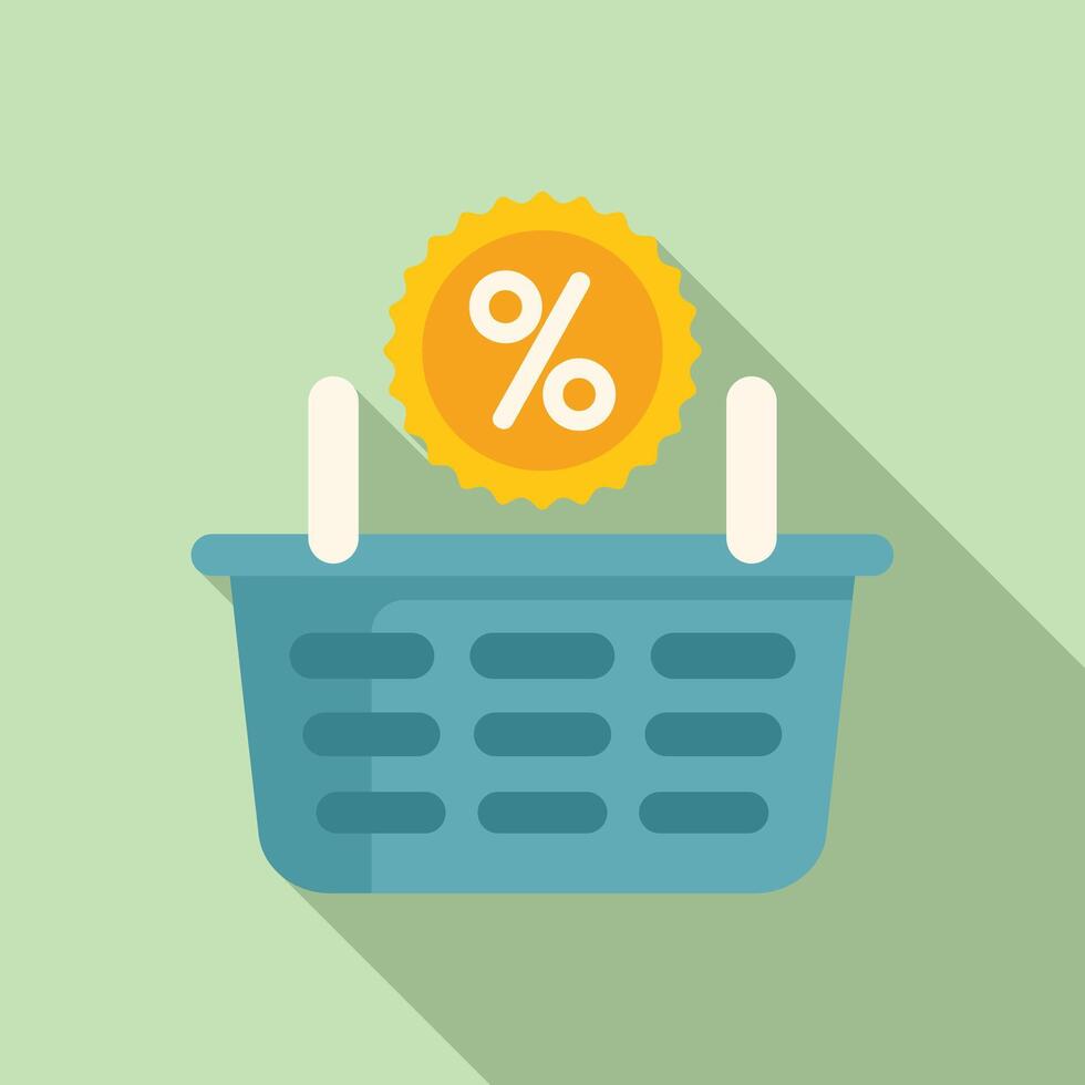 Cash back loyalty basket icon flat . Favorite program vector