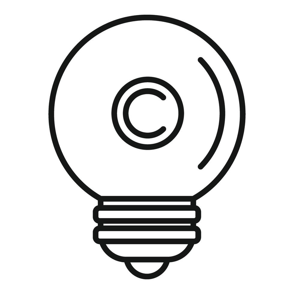 Bulb idea copyright protection icon outline . Smart rule vector