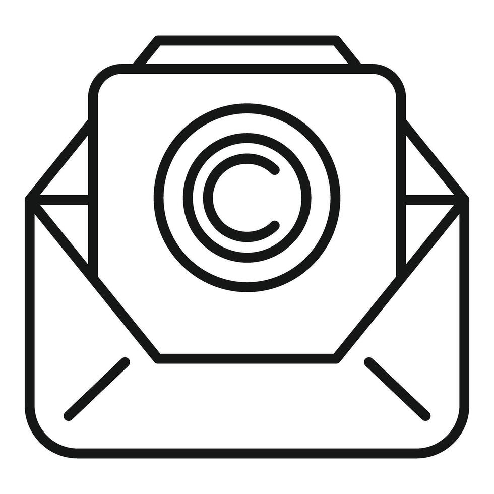 derechos de autor correo impuesto icono contorno . composición licencia vector