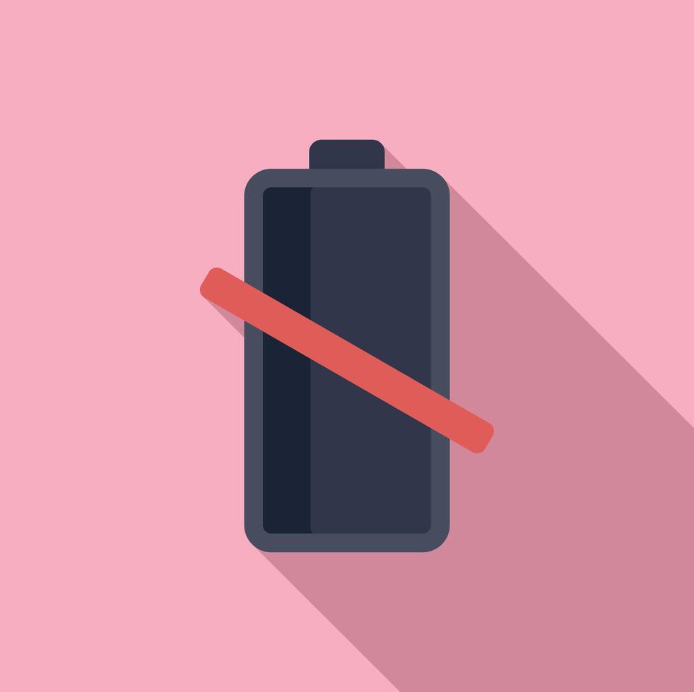 Empty battery bank icon flat . Mobile electric low vector