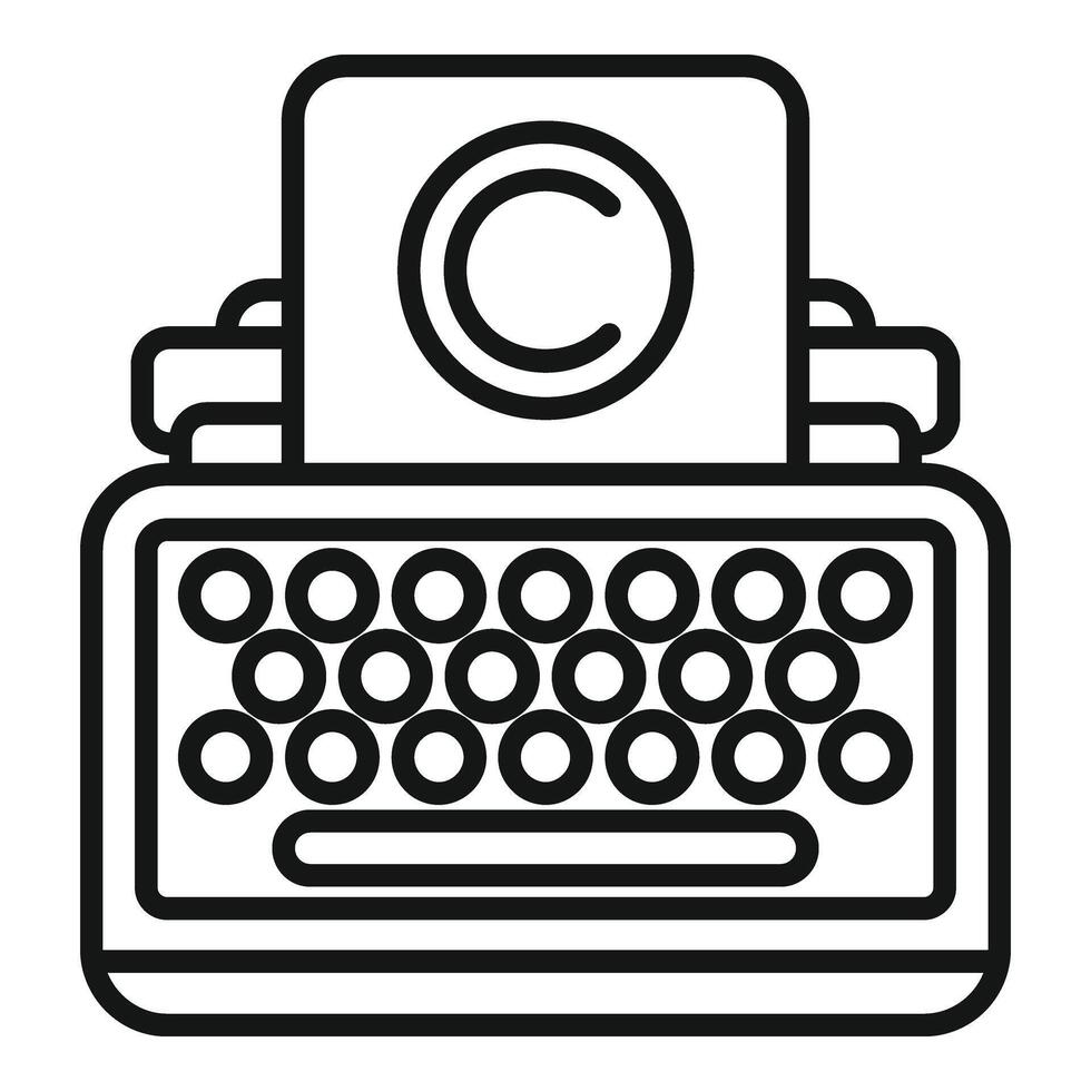 Typewriter machine copyright icon outline . Information protection vector