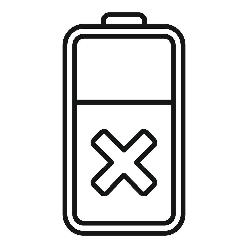 Half battery dont charging icon outline . Acid power vector