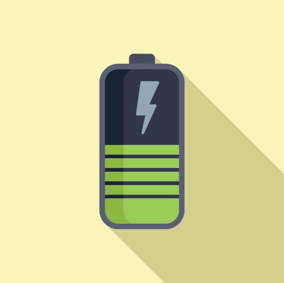 Charging battery status icon flat . Electrical cell vector