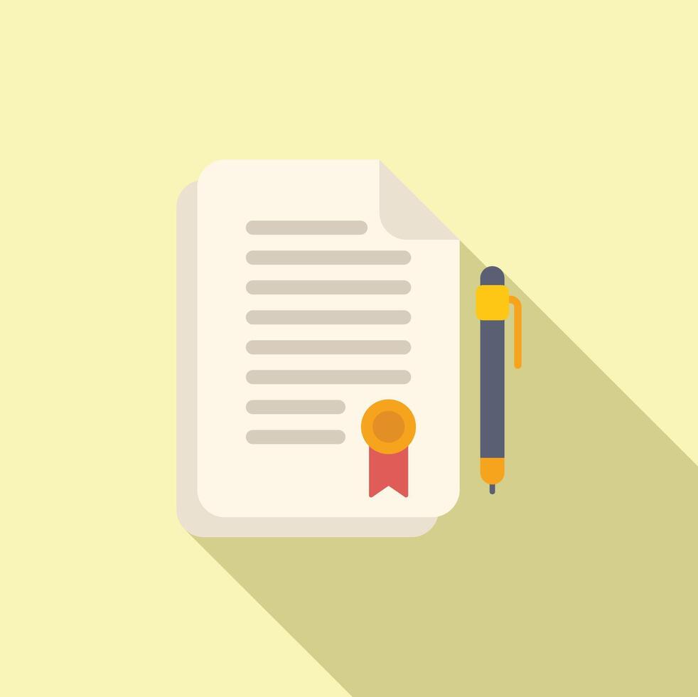 Copyright papers icon flat . Property protection vector
