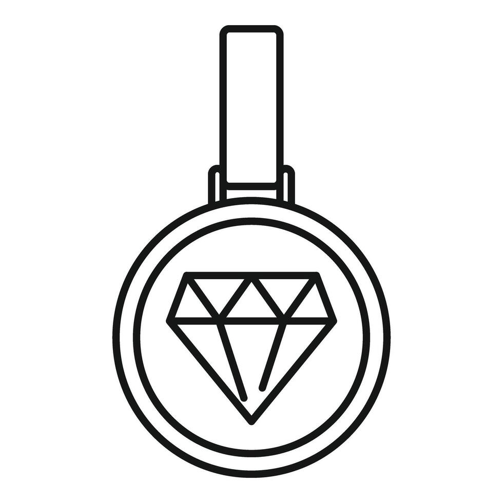 Diamond loyalty reward medal icon outline . Exclusive member vector
