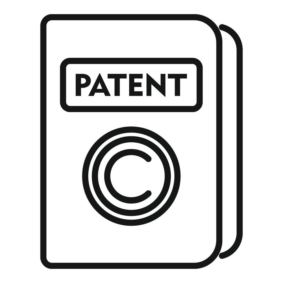 Patent copyright folder icon outline . Agreement protect vector