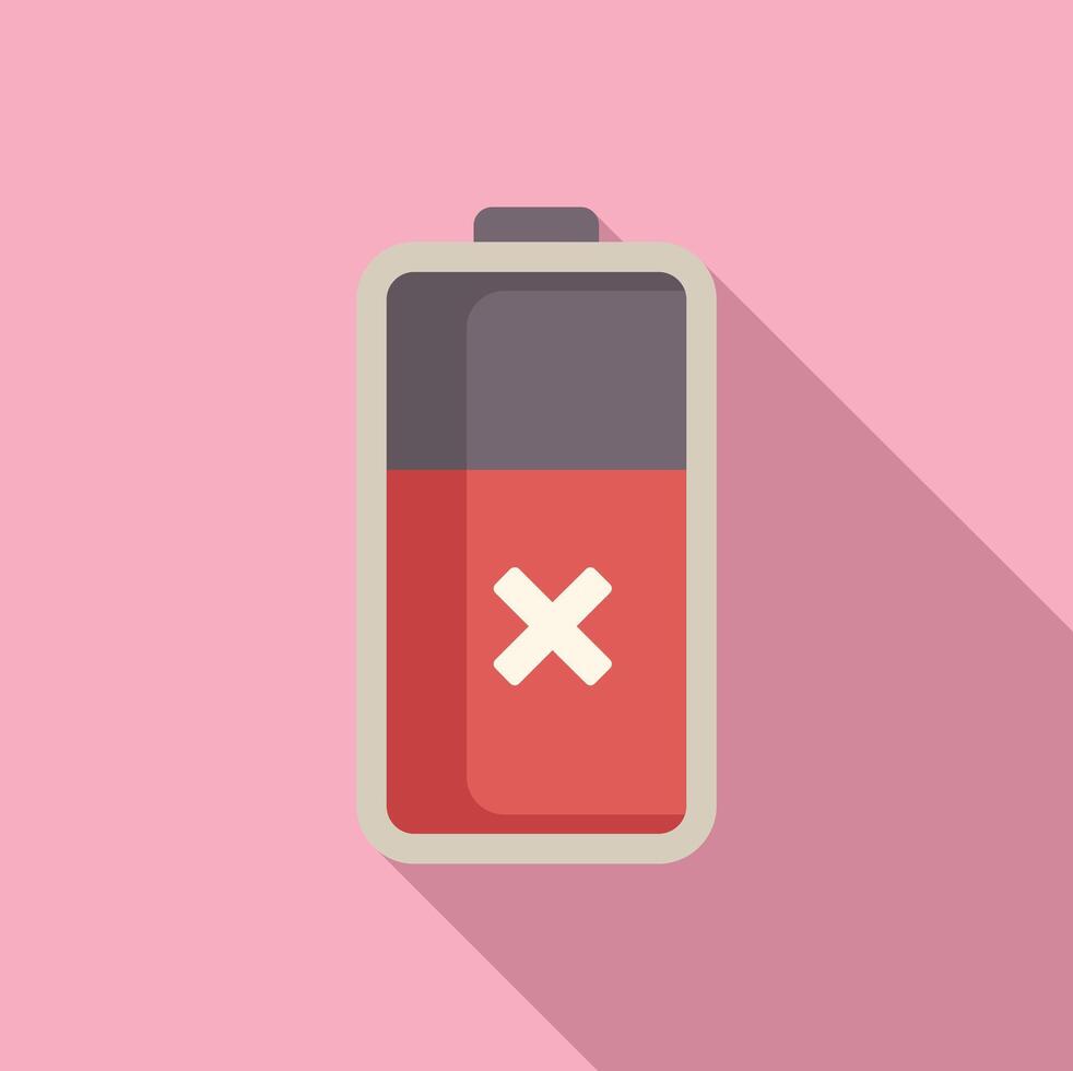 Half battery dont charging icon flat . Acid power vector