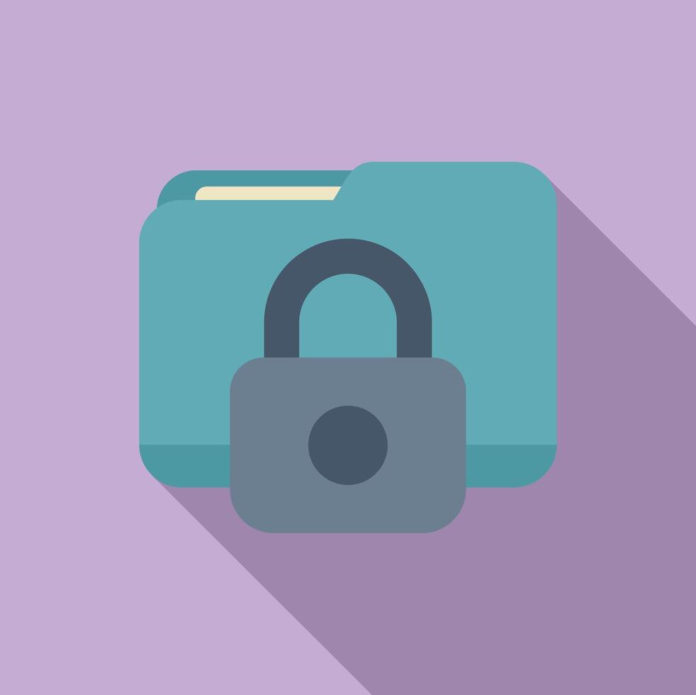 Locked data folder icon flat . Copyright protection vector