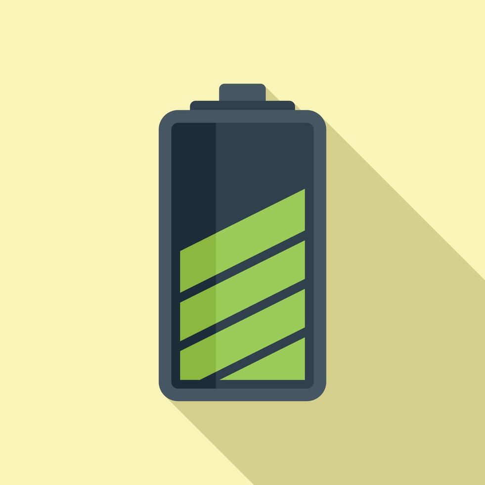 Cell battery charging icon flat . Electrical supply vector