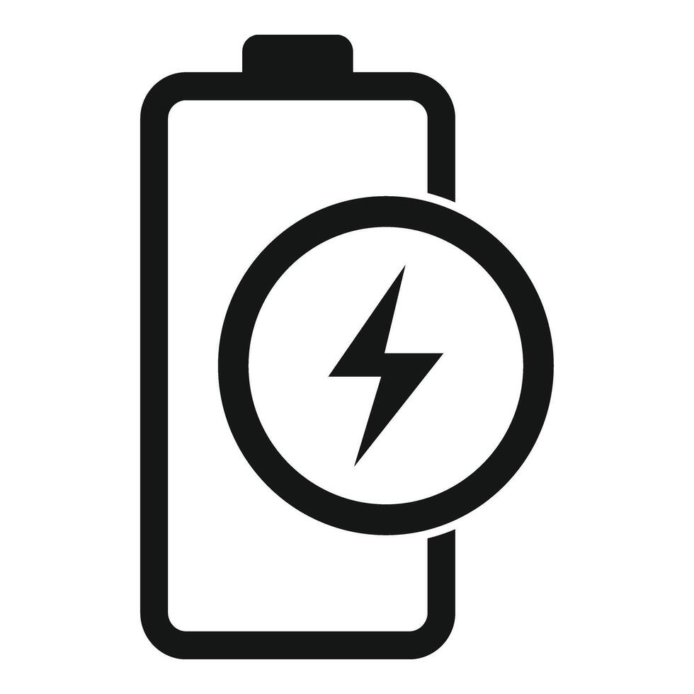 Full battery charging icon simple . Volt strength vector