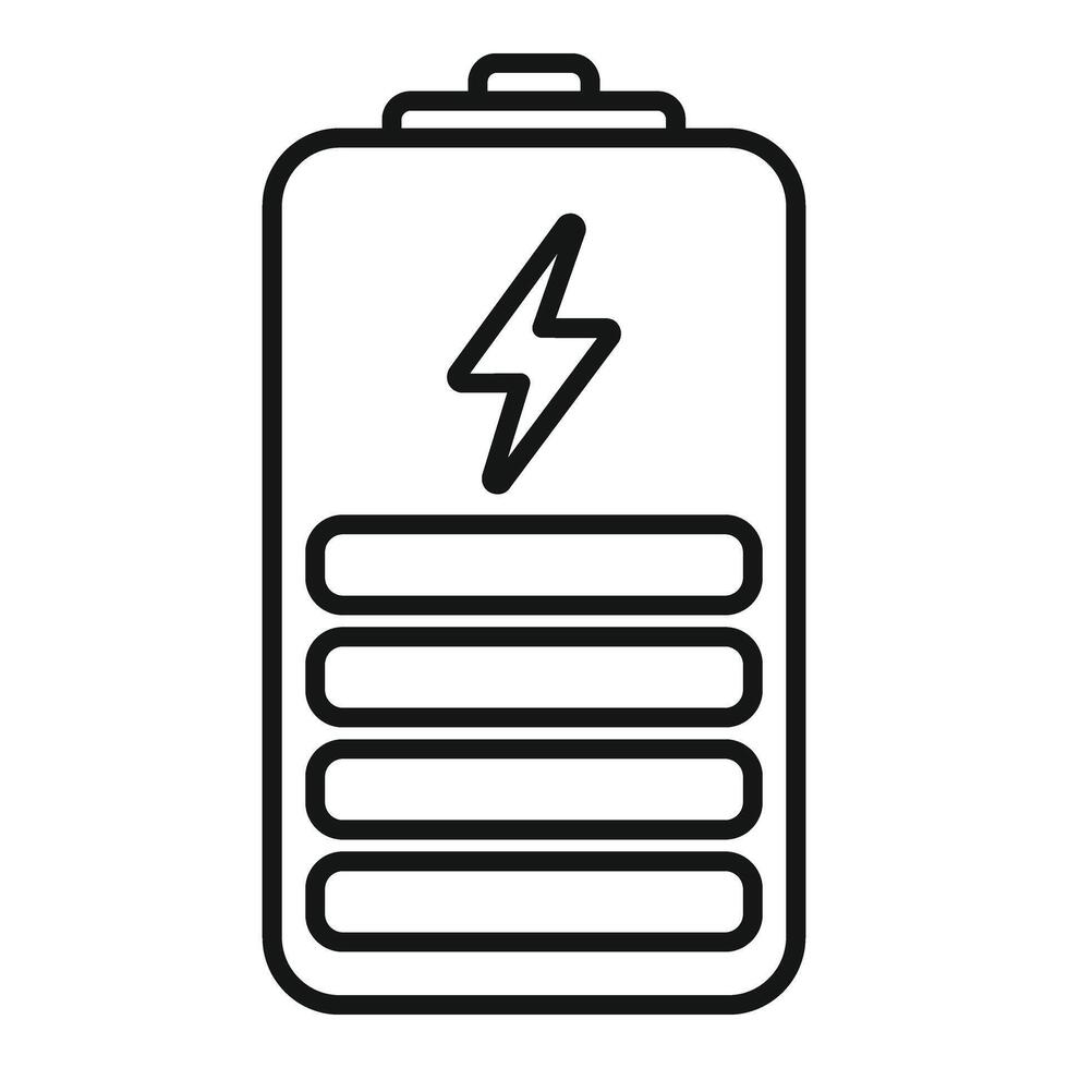 Half power energy icon outline . Cell capacity vector