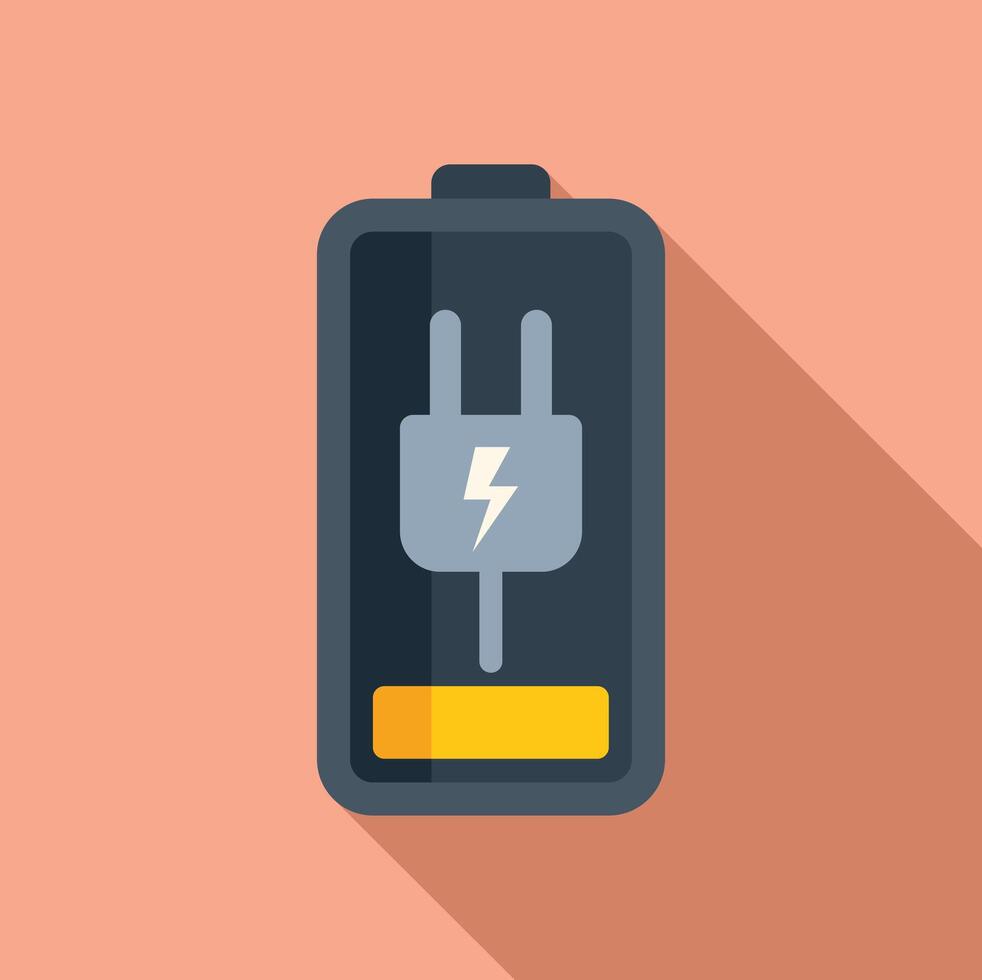 Charging plug battery icon flat . Alkaline electric vector