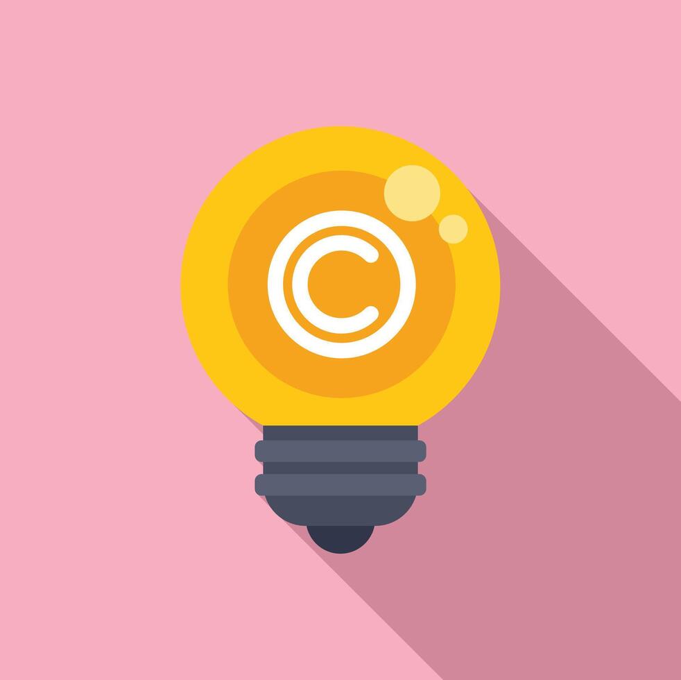 Bulb idea copyright protection icon flat . Smart rule vector