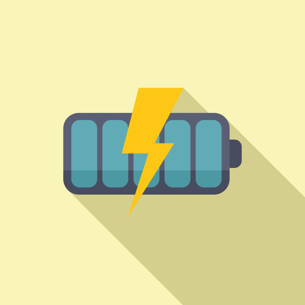 Full charging battery progress icon flat . Modern design vector