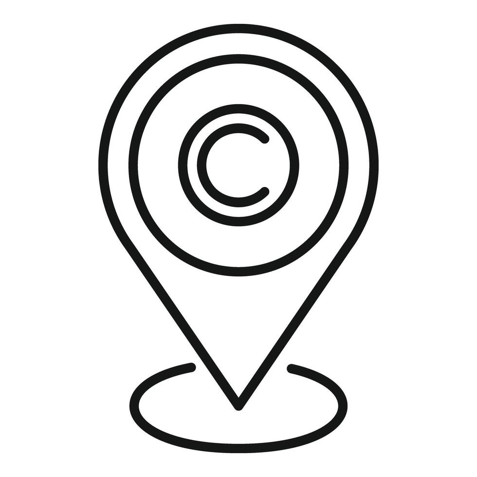 Copyright law tax location icon outline . Data information vector