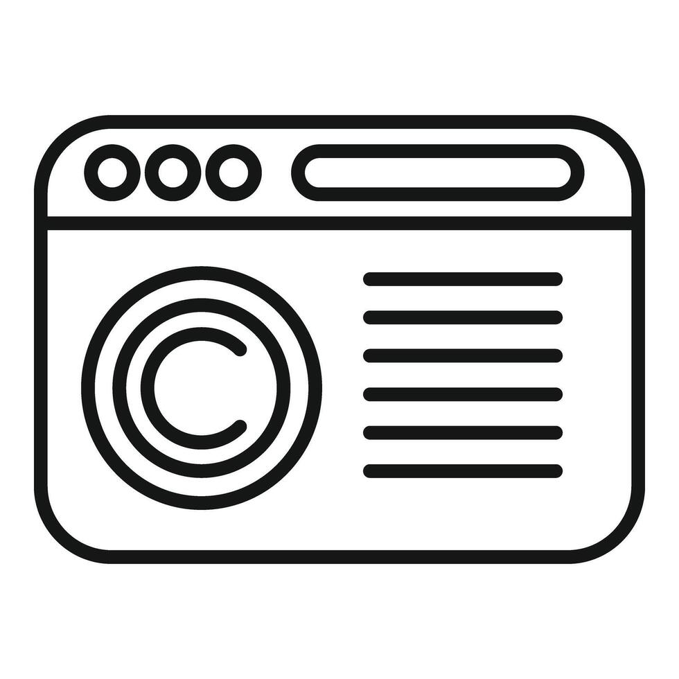 Copyright law web page icon outline . Online protection vector