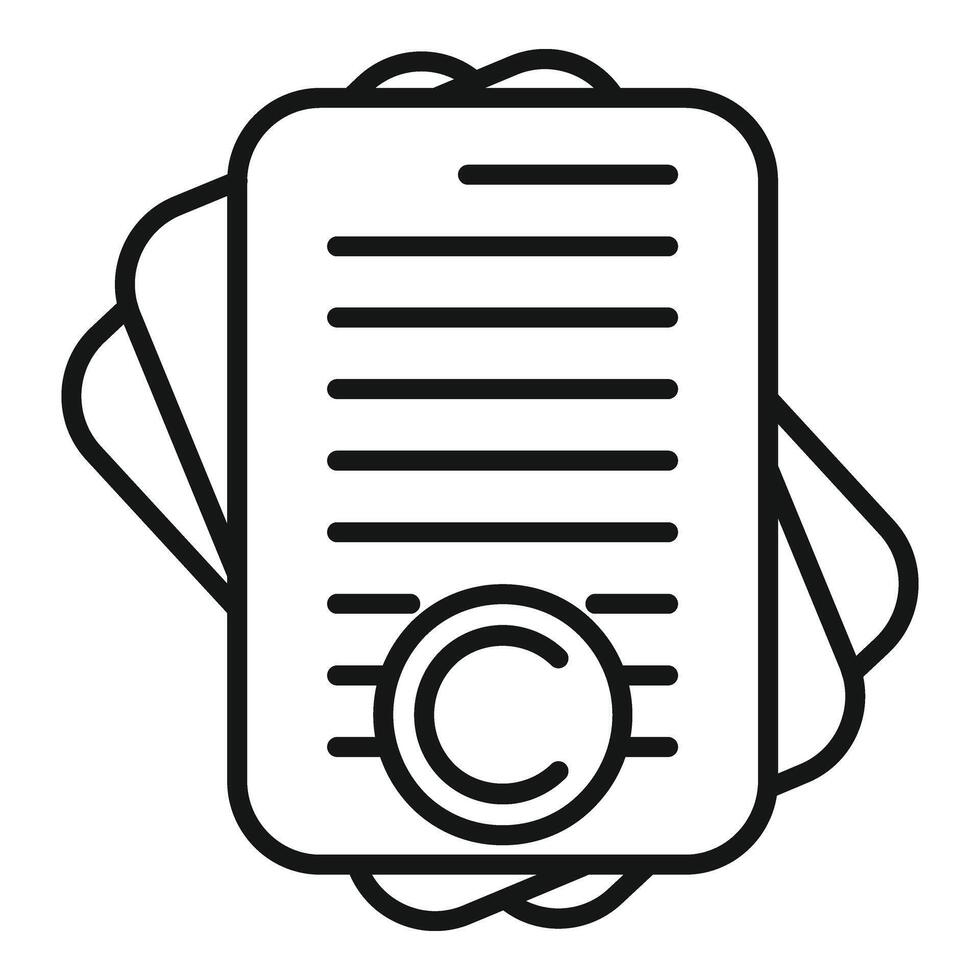 Copyright papers icon outline . Approved brand client vector
