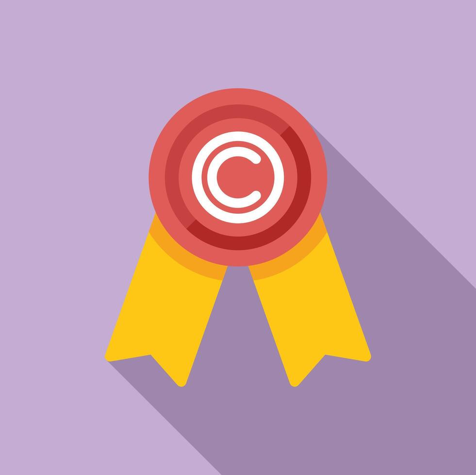 Copyright law emblem icon flat . Online protection vector