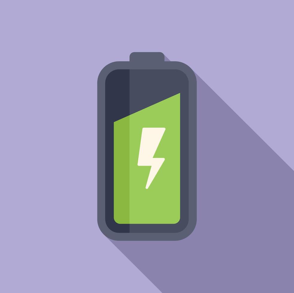 Charging battery level up icon flat . Power electric vector