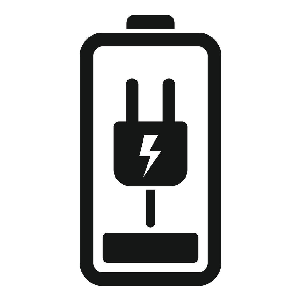 Charging plug battery icon simple . Alkaline electric vector