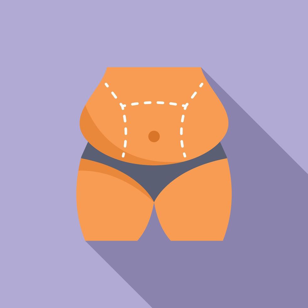 Liposuction procedure beauty icon flat . Abdominal operation vector