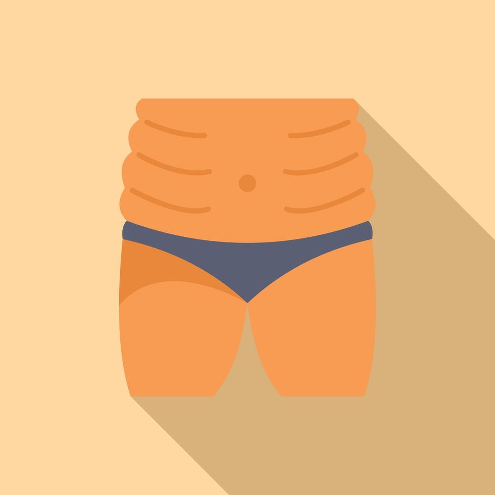 Fit fat body icon flat . Liposuction care abdominal vector