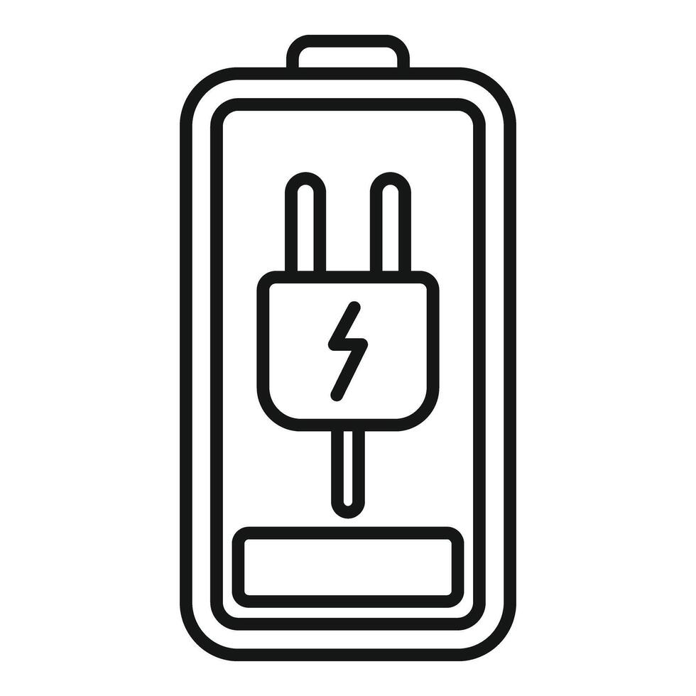 Charging plug battery icon outline . Alkaline electric vector