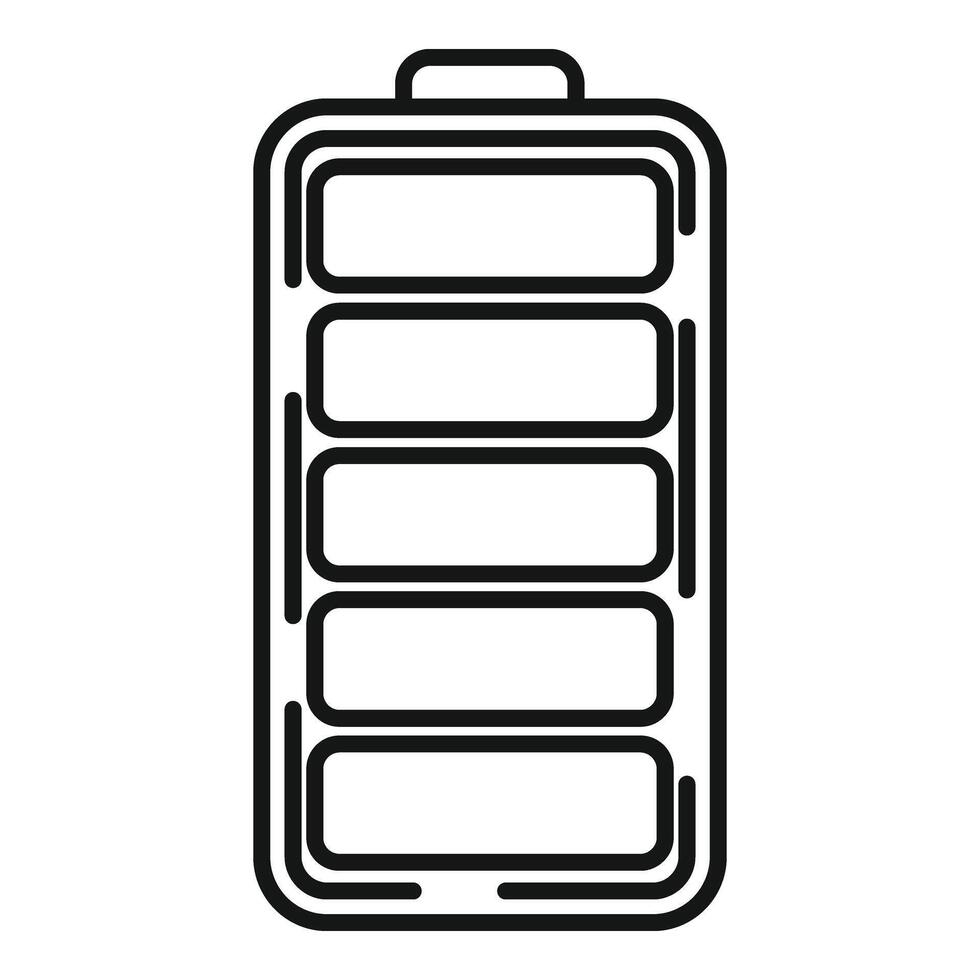 Half battery power icon outline . Mobile electric vector