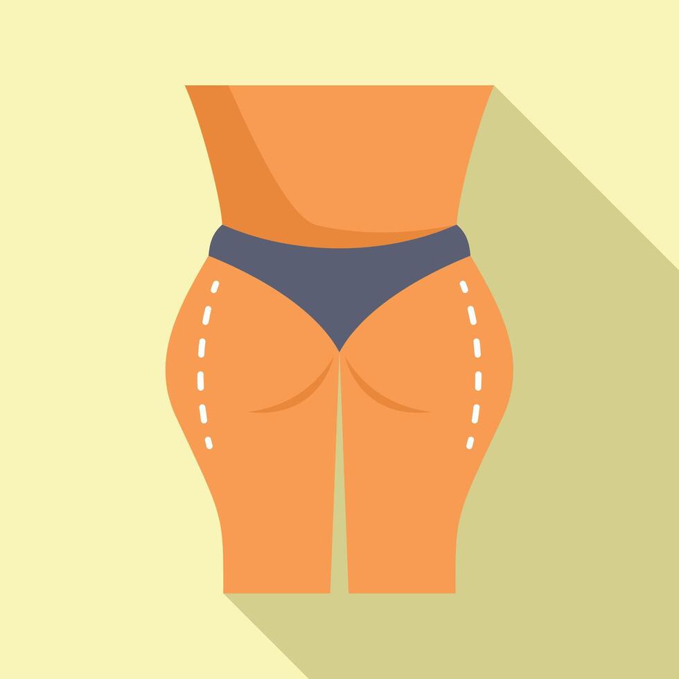 Back female body liposuction icon flat . Medicine abdomen vector