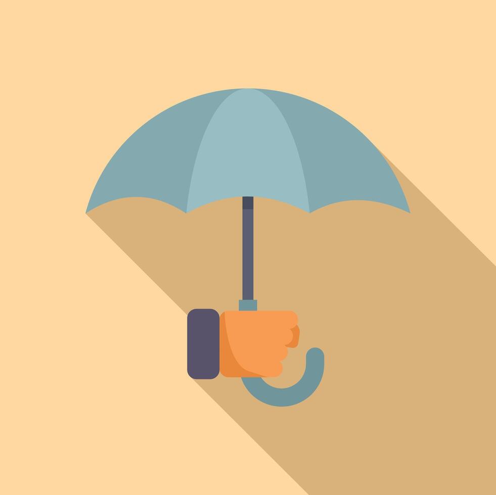 Hand give umbrella protection icon flat . Support parasol vector