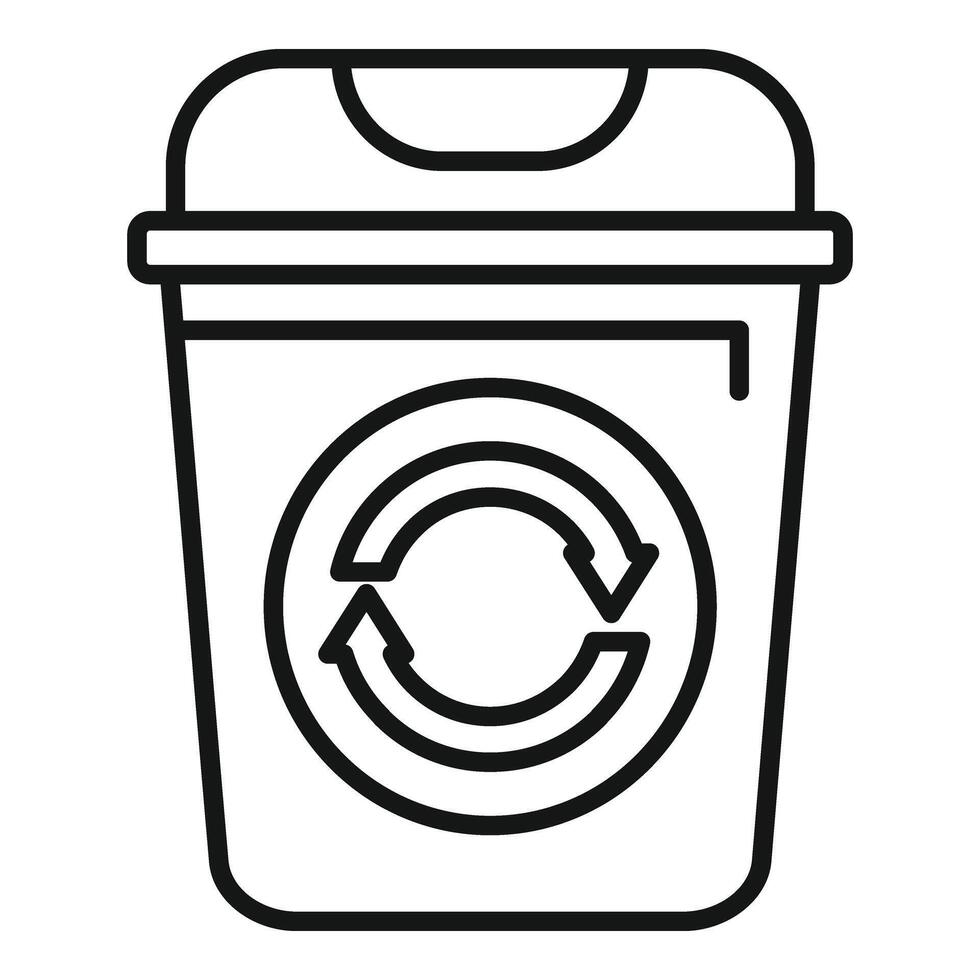 Eco recycle garbage bin icon outline . Ecology plastic vector