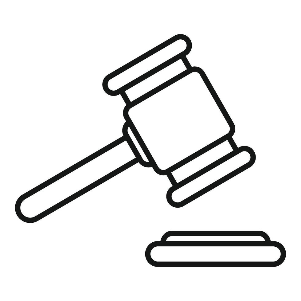 Wooden gavel icon outline . Hammer decision vector