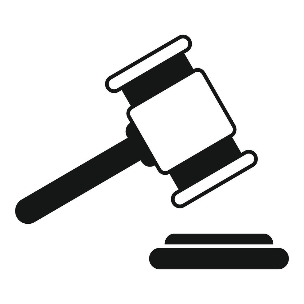 Wooden gavel icon simple . Hammer decision vector