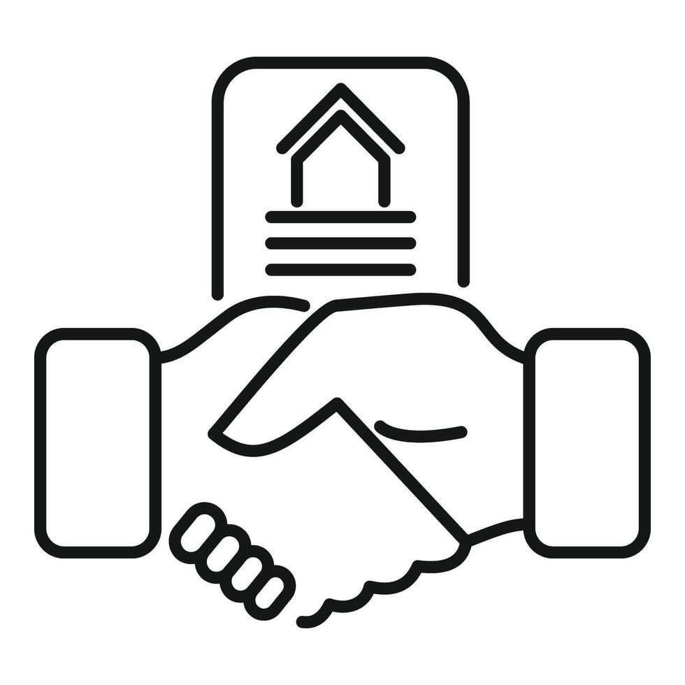 Collateral handshake agreement icon outline . Planning help vector